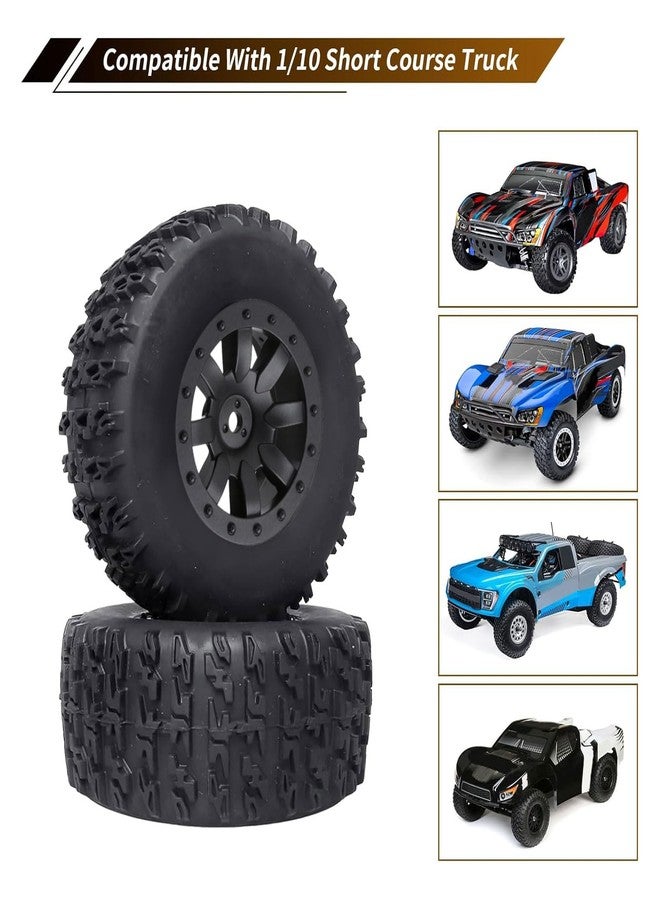 FriHobby Pre-Glued 1/10 RC Short Course Truck Tires and Wheels Set 12mm Hex for Traxxas Slash 4x4 BL-2S 2WD Redcat Blackout SC Losi SCT Team Associated SC10 HPI, with Foam Inserts (Type 1) - Image 3